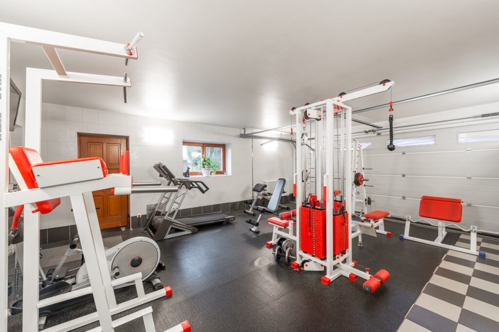 Combining your garage home office with a home gym can be a very smart way of exploiting your garage space