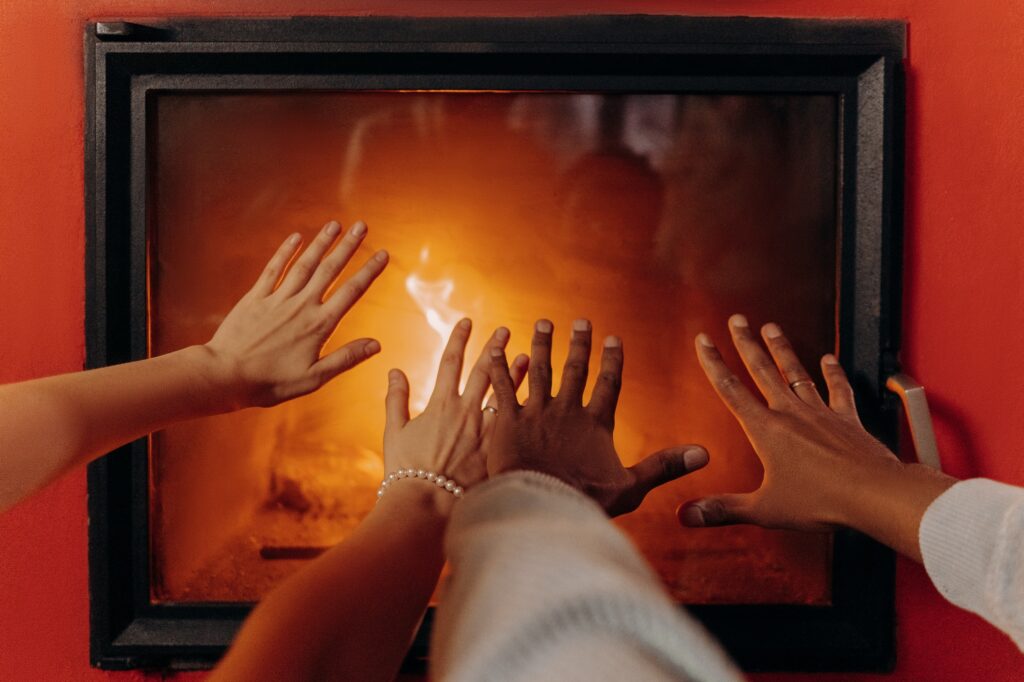 Hands off! Make sure that you are on top of all safety meassures when setting up a fireplace in your home office