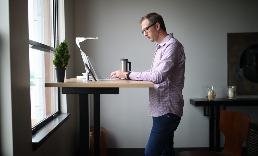 Using a standing desk is a great way of getting more steps in when working from home